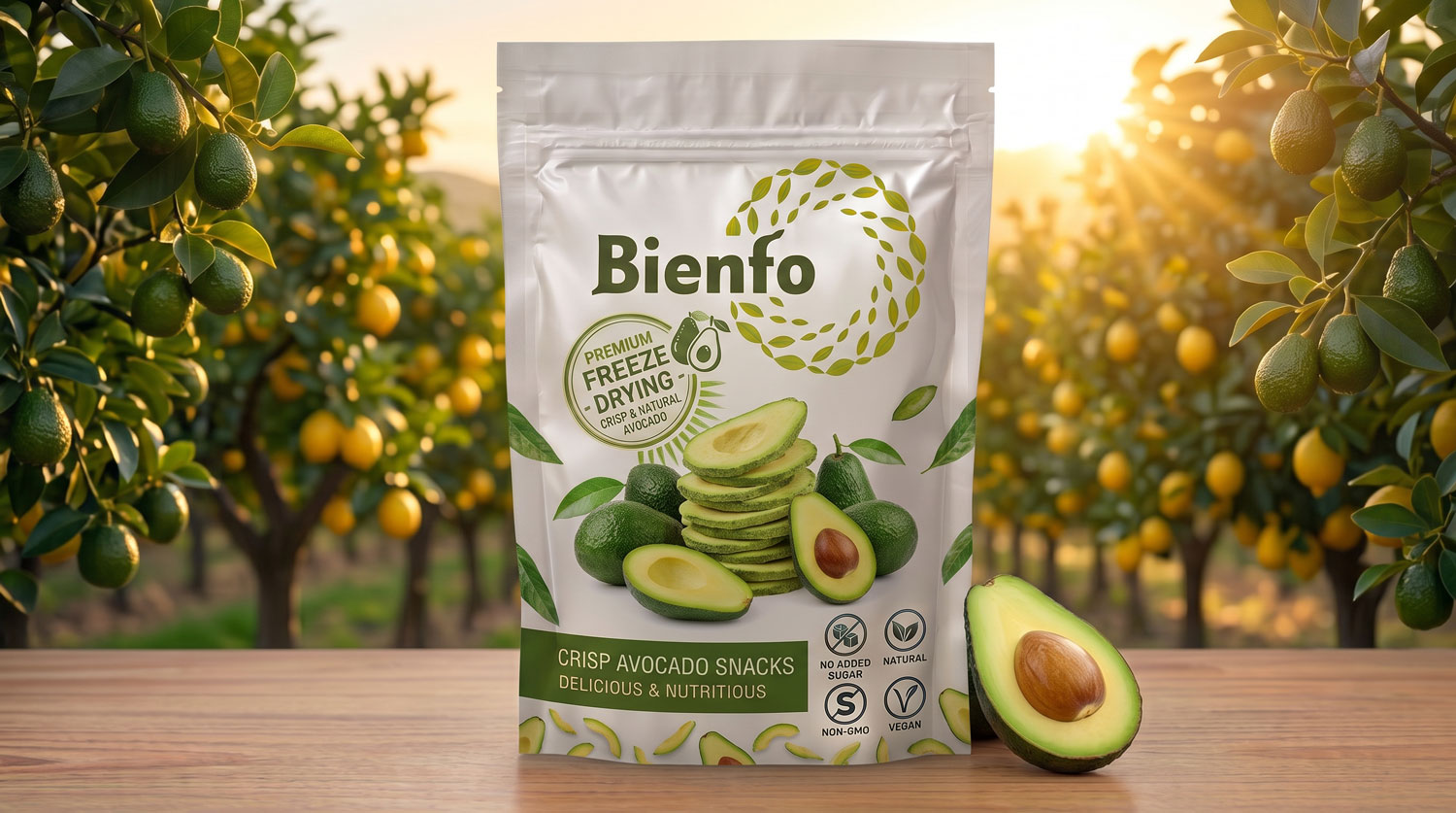 Bienfo Avocado freeze-dried snack package