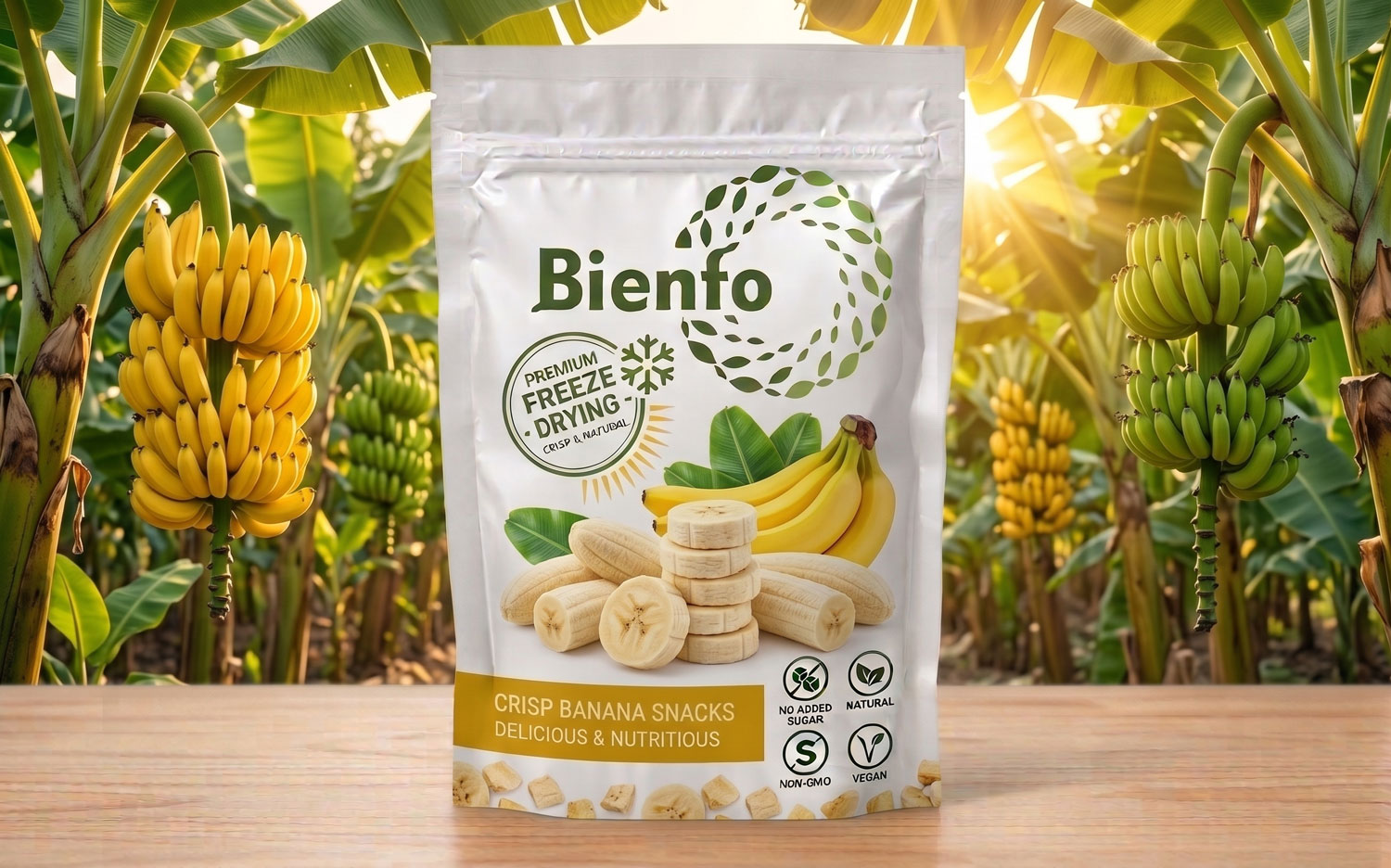 Bienfo Banana freeze-dried snack package