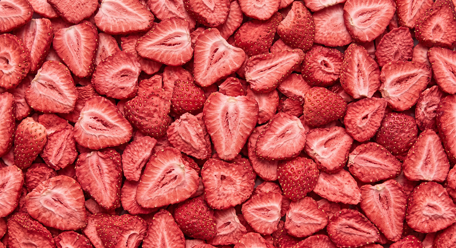 Freeze-dried strawberries, halved