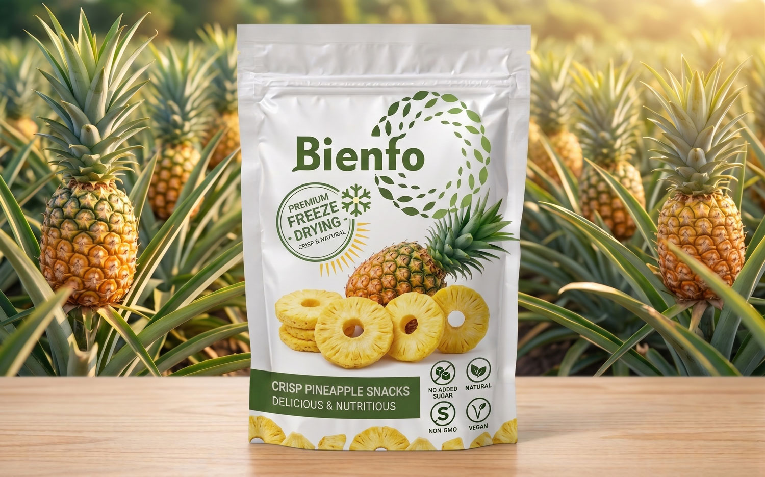 Bienfo freeze-dried pineapple, whole and sliced