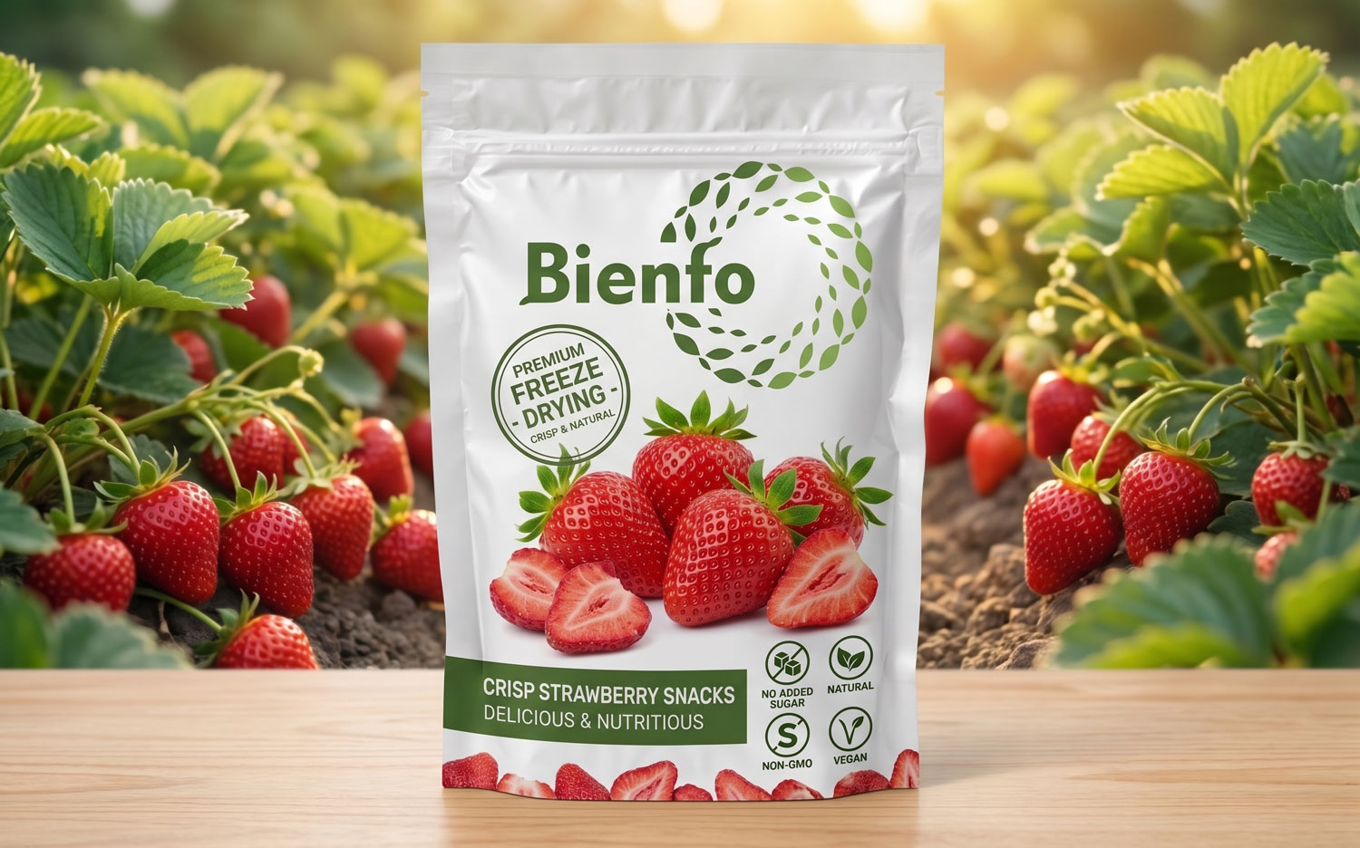 Bienfo Strawberry freeze-dried snack package